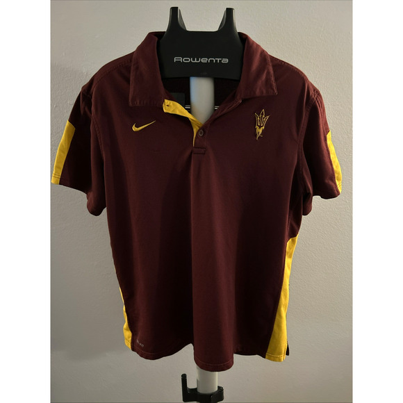 Nike Other - Nike DRI FIT ASU Sun Devils Maroon & Gold Polo Shirt Size L
